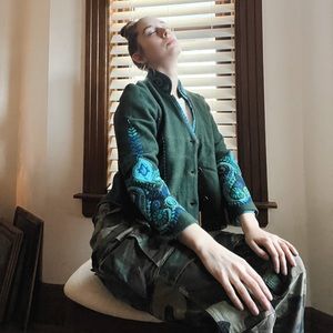 VINTAGE 2000s Felted Detail Blazer